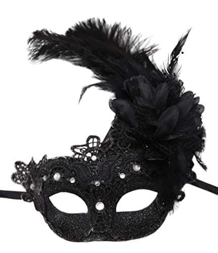 Awlsyj Women's Feather Masquerade Mask