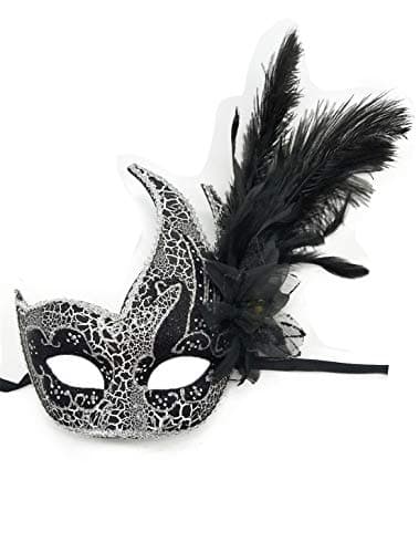 Awlsyj Women's Feather Masquerade Mask