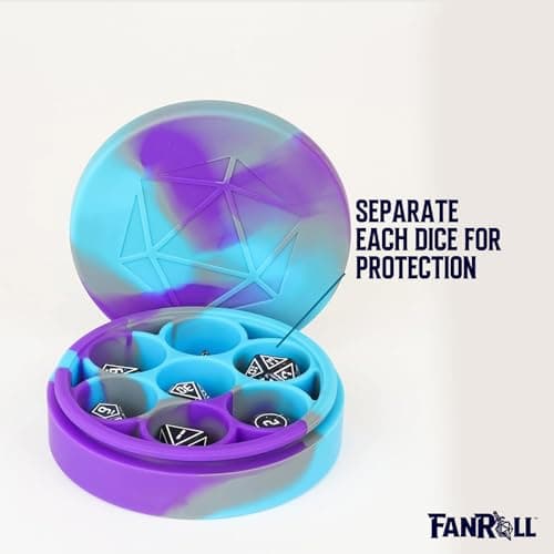 FanRoll Silicone Dice Case: Purple/Gray/Light Blue, Dungeons and Dragons Accessories