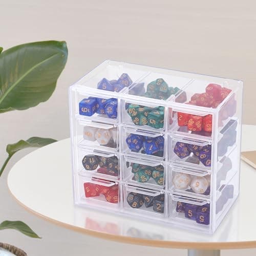 Dice Storage Case with 12 Slots and 4 Drawers for up to 150 Dice, Great for Dice Collectors or RPG D&D Games