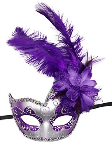 Awlsyj Women's Feather Masquerade Mask