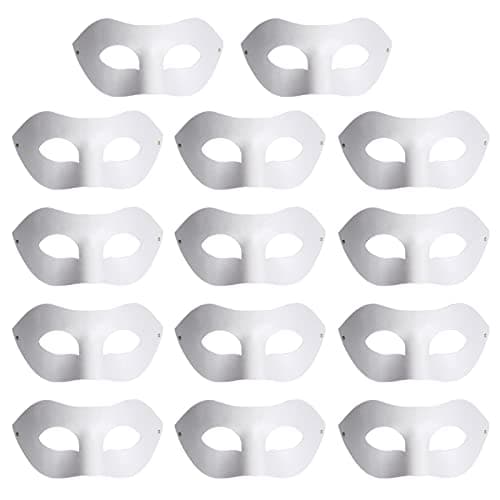 Yookat 14-Piece White Paintable Paper Art Masks - Mardi Gras Masquerade