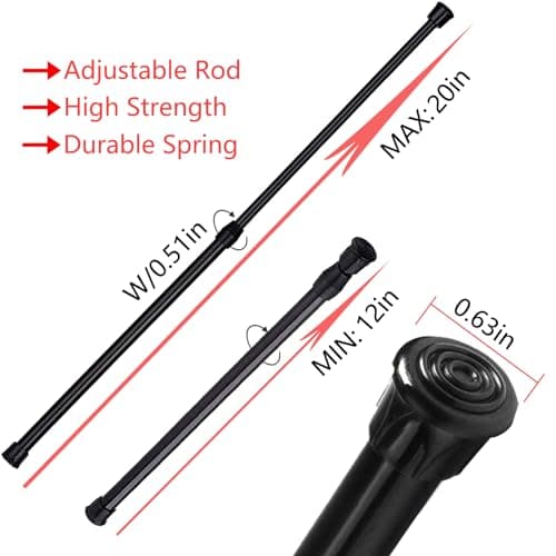 Tension Rods Shower 12 in to 20 Small Adjustable Curtain Rods for Kitchen, Closet, Cabinet