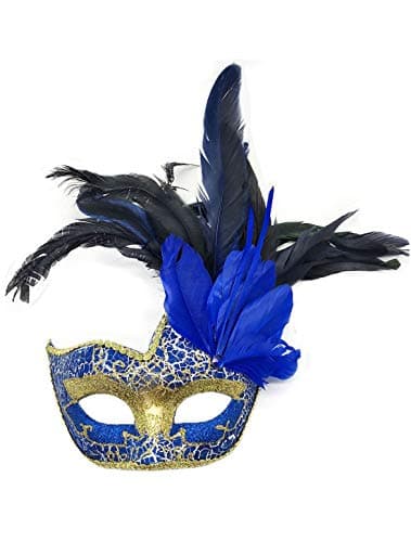 Awlsyj Women's Feather Masquerade Mask