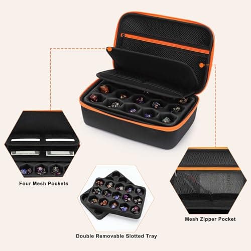 MOSISO DND Dice Case, Black - Organizer for Role-Playing Games