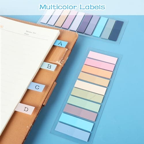 Colored Writable and Repositionable Book Flags Tabs for Reading Annotation