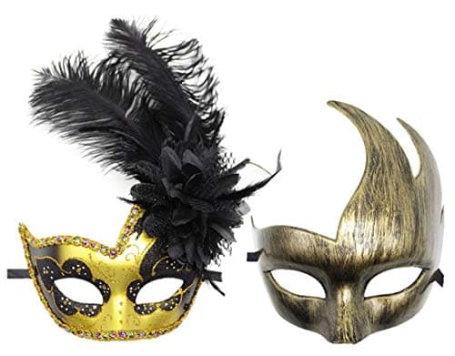 Awlsyj Women's Feather Masquerade Mask