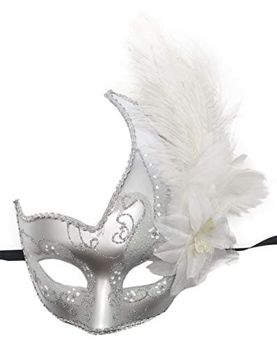 Awlsyj Women's Feather Masquerade Mask