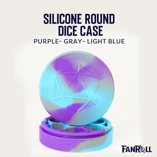 FanRoll Silicone Dice Case: Purple/Gray/Light Blue, Dungeons and Dragons Accessories