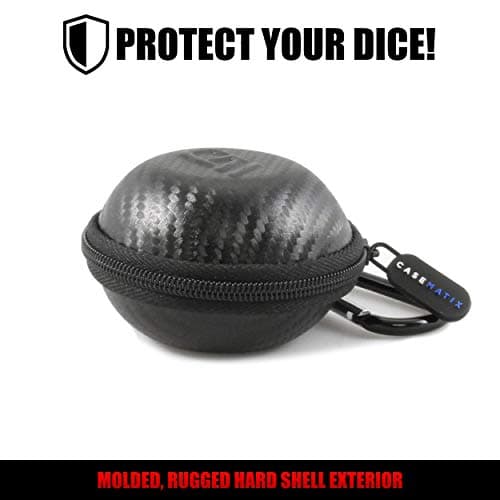 CASEMATIX Ultra-Compact Travel Dice Case with Non-Scratch Interior and Metal Carabiner