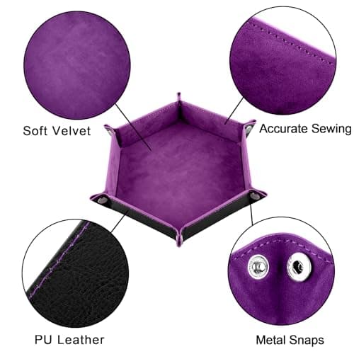 Compact Hexagon Dice Tray Folding PU Leather Dice Trays for Tabletop Games