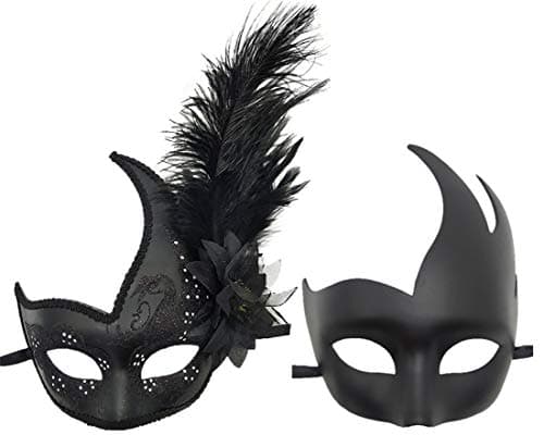 Awlsyj Women's Feather Masquerade Mask