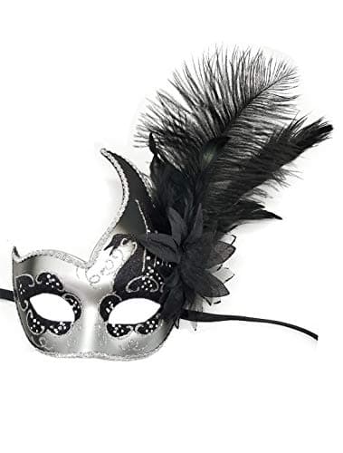 Awlsyj Women's Feather Masquerade Mask