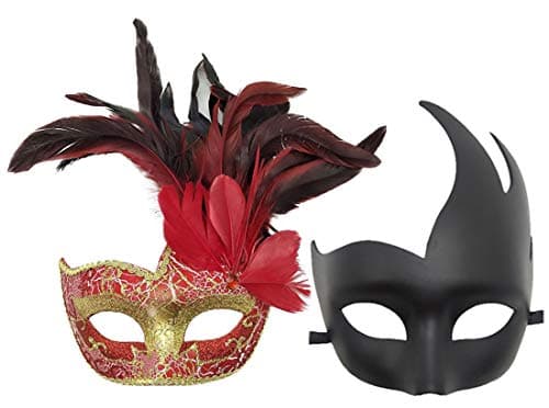 Awlsyj Women's Feather Masquerade Mask