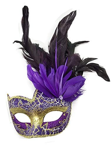 Awlsyj Women's Feather Masquerade Mask