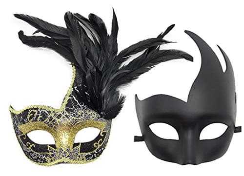 Awlsyj Women's Feather Masquerade Mask