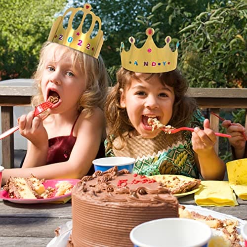 Paper Crowns with Alphabet Number Letter Stickers for Kids Birthday Party