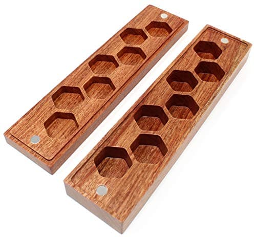 Rosewood Magnetic Dice Storage Case - Holds 7 Polyhedral Dice for DND, D&D, RPG