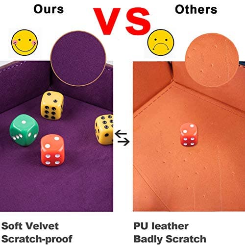 Foldable Dice Tray Set for RPG, DND and Table Games - 4 Hexagon Holders in Violet, Coffee, Green, and Red