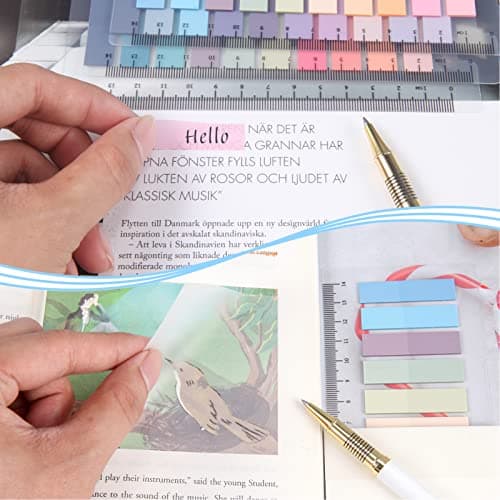 Transparent Sticky Notes 6 Sets Colour book tabs with 2 Sets Transparent Index Tabs for Bookmarks,Studying,Office,School Planner Memo