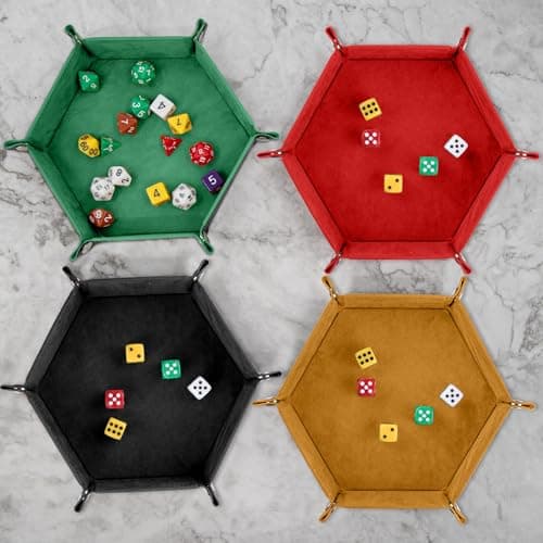 Compact Hexagon Dice Tray Folding PU Leather Dice Trays for Tabletop Games