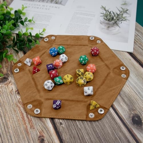 Compact Hexagon Dice Tray Folding PU Leather Dice Trays for Tabletop Games