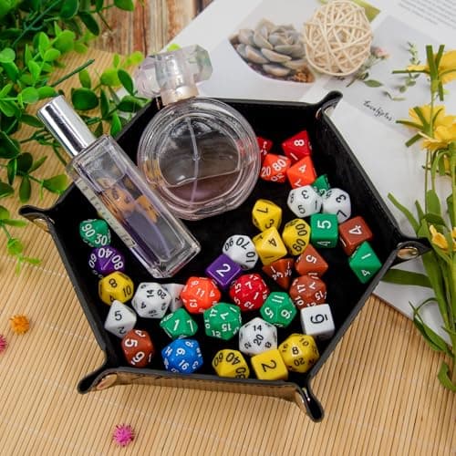 Compact Hexagon Dice Tray Folding PU Leather Dice Trays for Tabletop Games