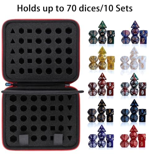 Bavel DND Dice Case with Detachable Sponge, D6 D20 Set for RPG, MTG, Table Games