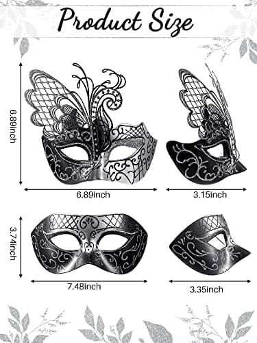 Couples Masquerade Masks Venetian Face Cover for Costume