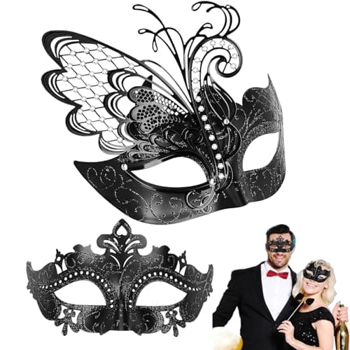 Couples Masquerade Mask Set for Venetian Party, Halloween Costume, Mardi Gras, Prom Ball