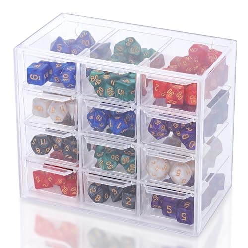 Dice Storage Case with 12 Slots and 4 Drawers for up to 150 Dice, Great for Dice Collectors or RPG D&D Games