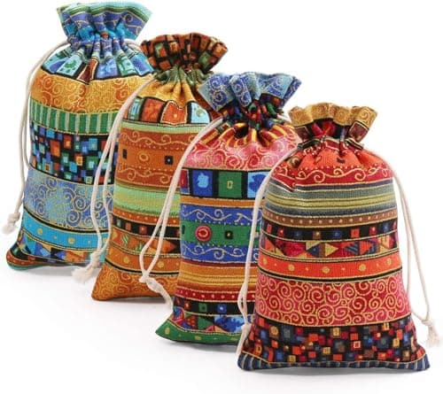Streamlined Drawstring Dice Bag for D&D Players and Jewelry Storage - 4 Pieces