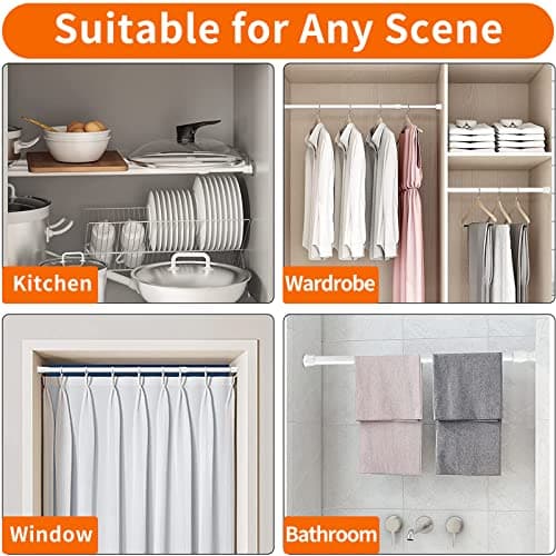 Adjustable Spring Curtain Rods for Kitchen, Bathroom, Wardrobe, and More