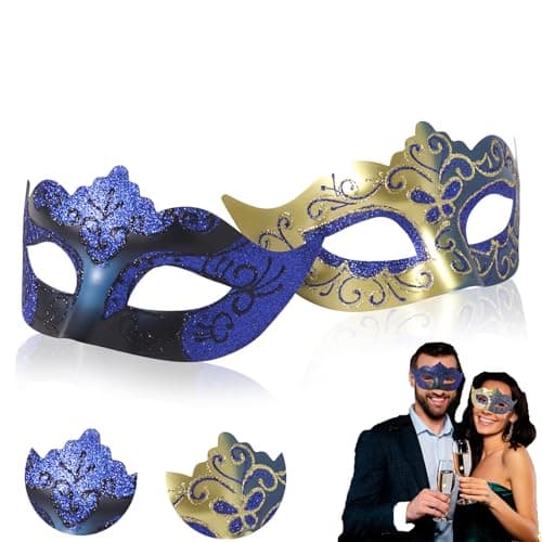 Couples Masquerade Mask Set for Venetian Party, Halloween Costume, Mardi Gras, Prom Ball