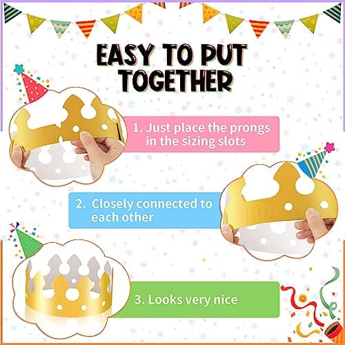 Paper Crowns for Birthday Party, 32pcs