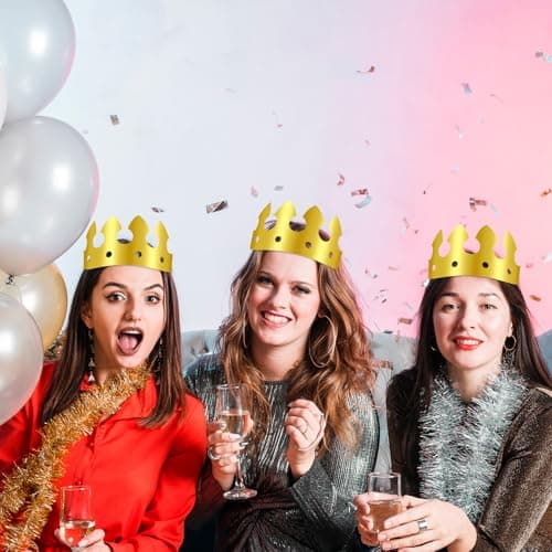 Golden King Birthday Crown, 100pcs Adjustable Paper Hats for Party Photo Props