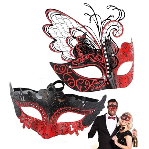 Couples Masquerade Mask Set for Venetian Party, Halloween Costume, Mardi Gras, Prom Ball