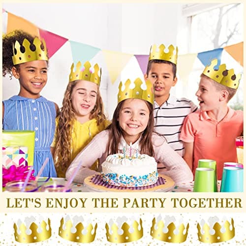 Classic Gold Birthday Crowns - 100 Pieces for Adults