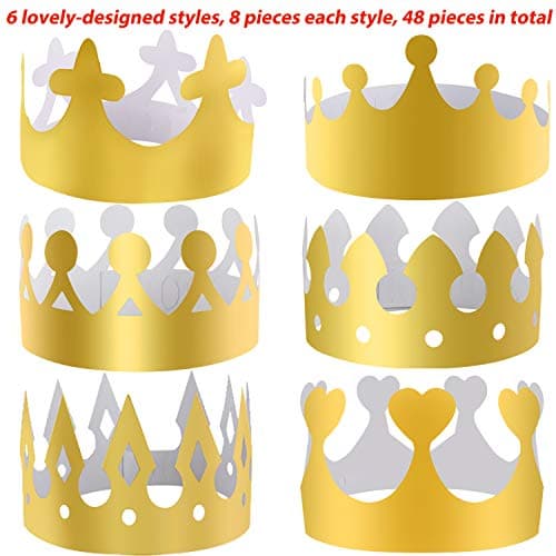 Gold Paper Party Crowns for Kids and Adults