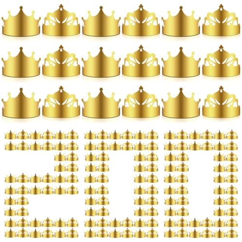 Gold Paper Crowns for Kids and Adults Birthday Party Celebration