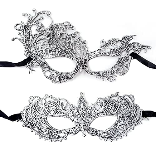 Honbay 2PCS Mysterious Lace Masks for Masquerade Events