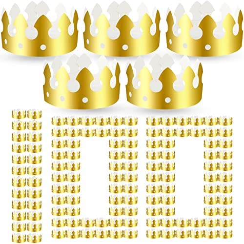 Classic Gold Birthday Crowns - 100 Pieces for Adults