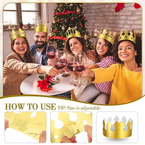 200 Pcs Golden Paper Crowns Bulk for Birthday Celebration Party Supplies