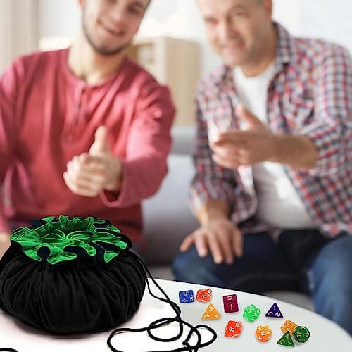 SIQUK Large Dice Bag with Pockets for RPG MTG Table Games