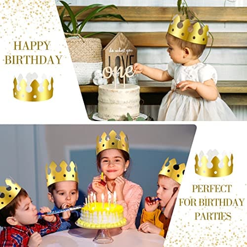 Classic Gold Birthday Crowns - 100 Pieces for Adults