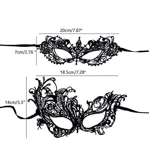 Honbay 2PCS Mysterious Lace Masks for Masquerade Events