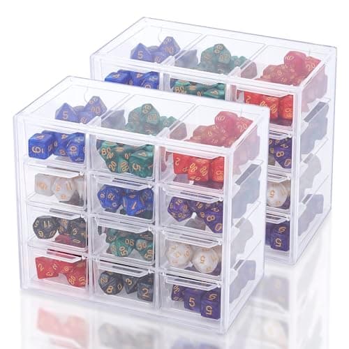 Dice Storage Case with 12 Slots and 4 Drawers for up to 150 Dice, Great for Dice Collectors or RPG D&D Games