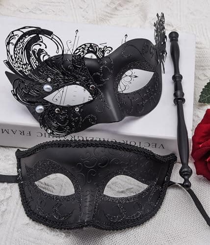 Masquerade Masks for Couples at Halloween Party - SIQUK