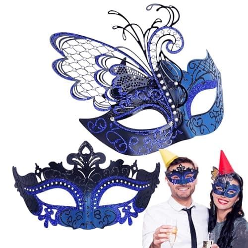 Couples Masquerade Mask Set for Venetian Party, Halloween Costume, Mardi Gras, Prom Ball