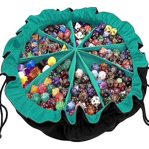 SIQUK Large Dice Bag with Pockets for RPG MTG Table Games